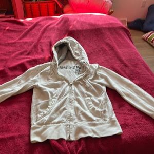 White zip up sweatshirt American eagle